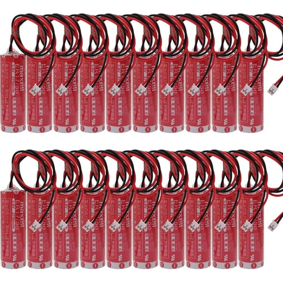 (Pack of 20) ER17/50 3.6V 2750mAh AA PLC Lithium Battery Non-Rechargeable with White Plug