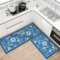 thumbnail image 2 of Kitchen Rugs and Mats Non Skid Washable Set of 2,Boho Floral Modern Farmhouse Bohemian Kitchen Runner Rugs with Rubber Backing for Kitchen Decor and Accessories (Blue 17"x47"+17"x30", 2 of 6
