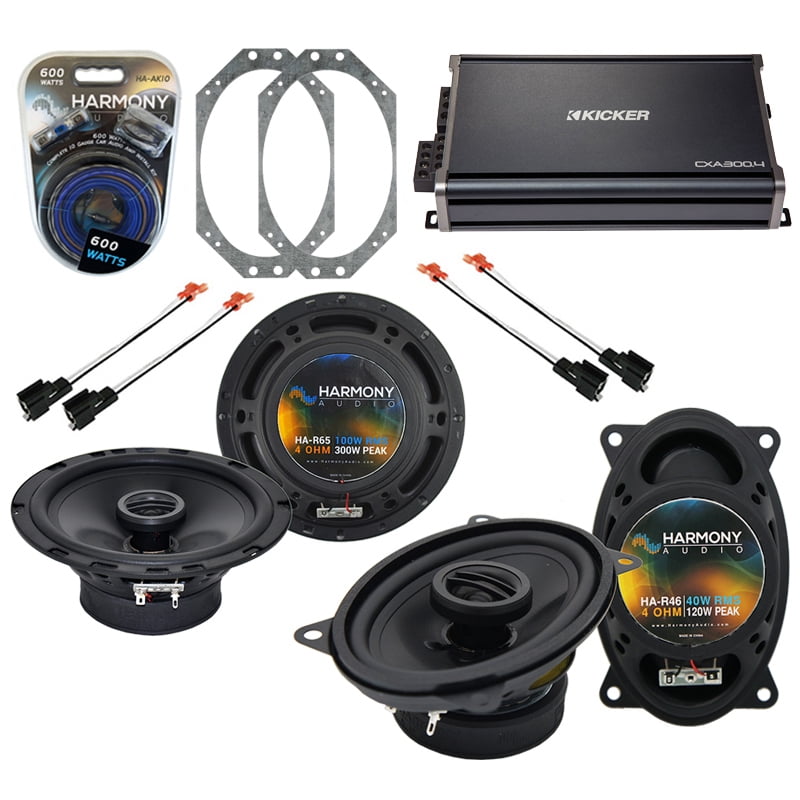 Compatible with Jeep Wrangler 1997-2006 OEM Speaker Replacement Harmony  Bundle R46 R65 &  Amp 