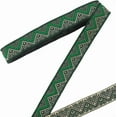thumbnail image 1 of Cinta de jacquard de estilo étnico de 7 yardas, cinta de flores bordadas de 3/4 de pulgada, ribete vintage, ribete tejido bordado verde, 1 of 9