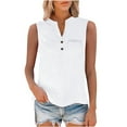 thumbnail image 6 of Tops for Women Trendy Women's Solid Color V-Neck Button Sleeveless Pocket Pullover Fashionable Tank White XL, 6 of 9