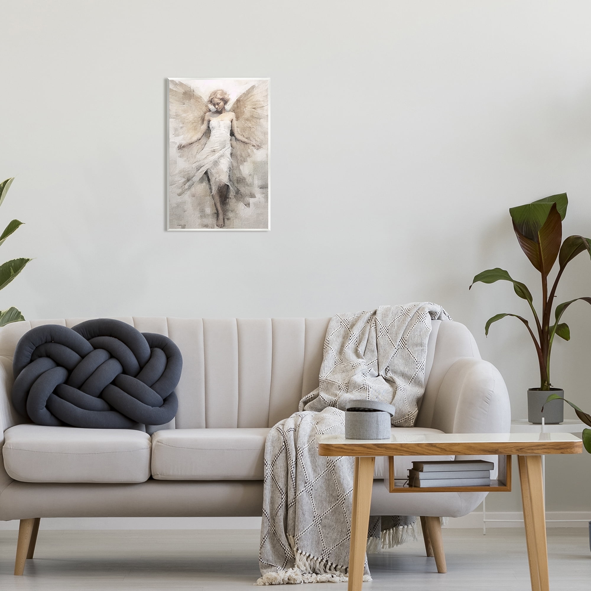 Stupell Industries Ivory Abstract Angel Animals & Insects Painting Unframed Art Print Wall Art, 13 x 19