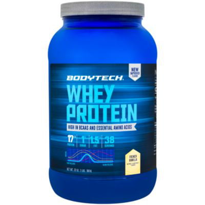 BodyTech Whey Protein Powder  With 17 Grams of Protein per Serving  Amino Acids  Ideal for PostWorkout Muscle Building, Contains Milk  Soy  Vanilla (2