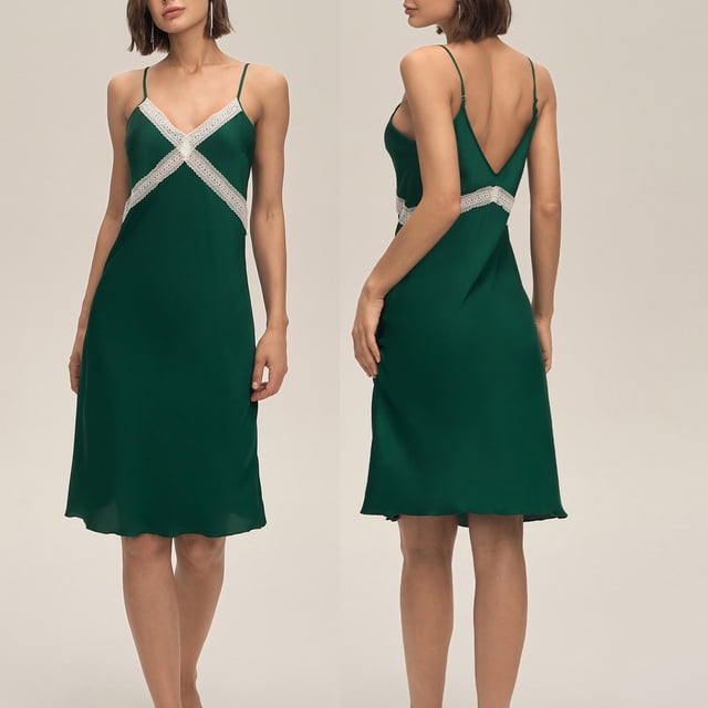 Camisón de mujer con tirantes y encaje, ajustable, cómodo y para el hogar.