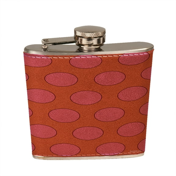 KuzmarK 6 oz. Leather Pocket Hip Liquor Flask - Purple Peach Polka Dots