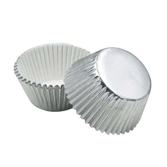 100pcs Aluminum Thickened Foil Cups Cupcake Liners Mini Cake Muffin Molds Baking Molds (Silver)