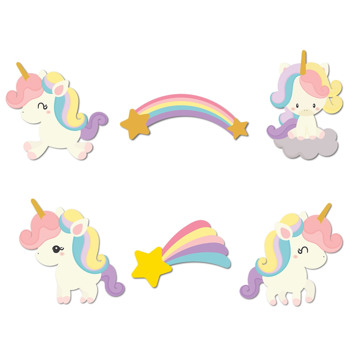 Unicorn Party Decorations DIY Craft Cutouts 39 pcs