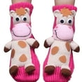 thumbnail image 4 of workcargo Girls Pink Cow 3D Plush Socks - Soft Warm Non-Slip Elastic Cuff One Size Fits Kids 3-10 Years Cute Animal Themed Socks,Size Free Size, 4 of 6