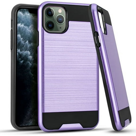iPhone 11 Pro Case, 2-Piece Style Hybrid Shockproof Hard Case Cover with [Tempered Glass Screen Protector] Hybird Shockproof And Circlemalls Stylus Pen-Purple