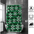 thumbnail image 4 of Bath Shower Curtain Liners 66"x72", Christmas Snowflakes at Green Black Buffalo PlaidPolyester Waterproof with 12 Curtain Hooks Bathroom Accessories Decoration, 4 of 6