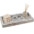 thumbnail image 3 of happimess Luxe Stone 12" x 6" Classic Minimalist Rectangular Marble Bathroom Countertop Tray, Beige, TRY4001D, 3 of 5
