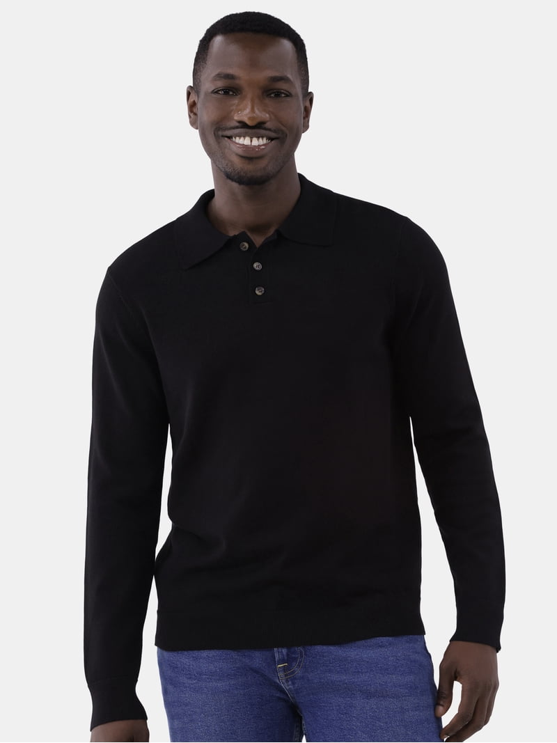 Tribekka 44 Men's Long-Sleeve Button Polo Shirt, Cotton/Acrylic