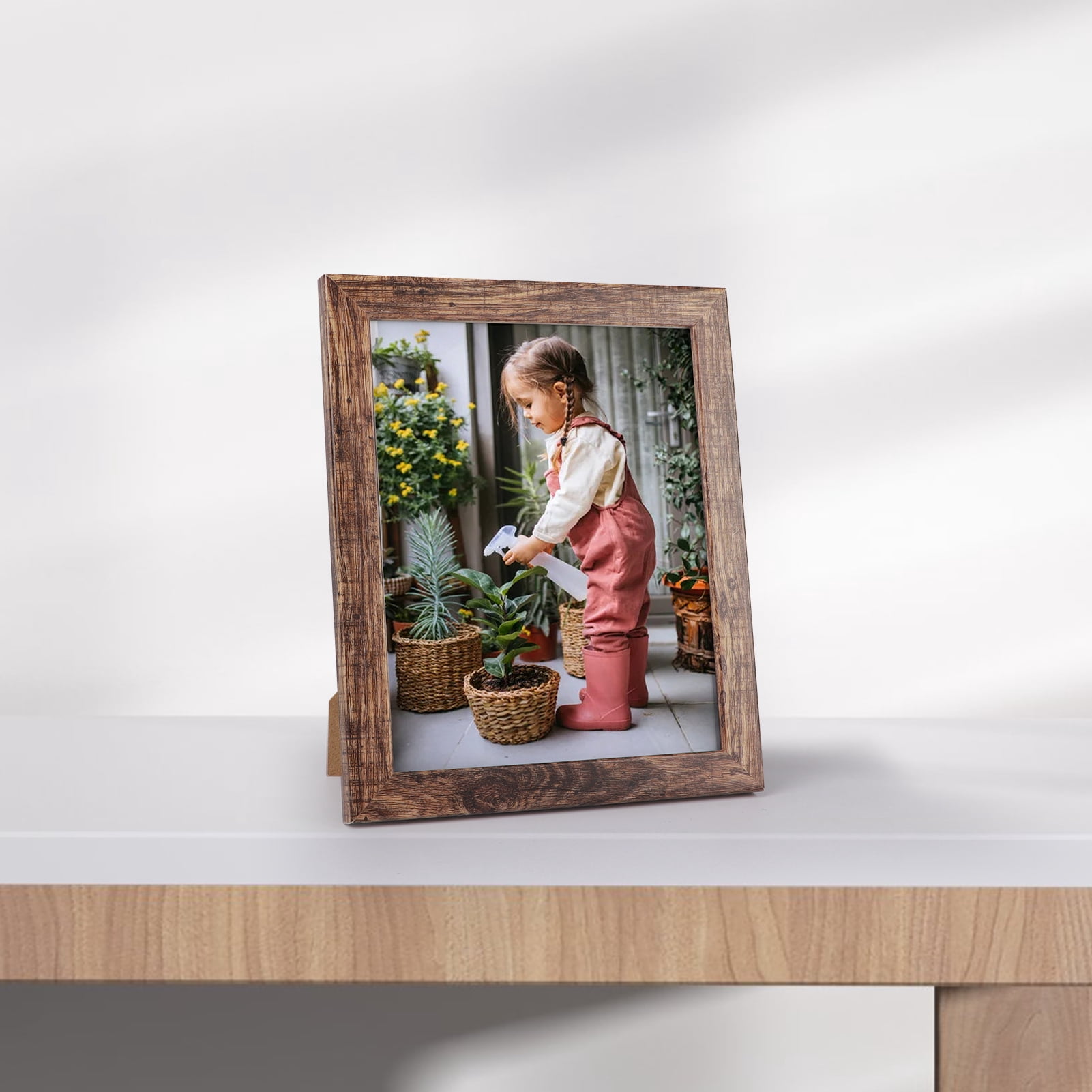 7 Pack 8x10 Picture Frame Set, Rustic Photo Frames Display 8 by 10 inch Photo for Wall or Tabletop, Brown