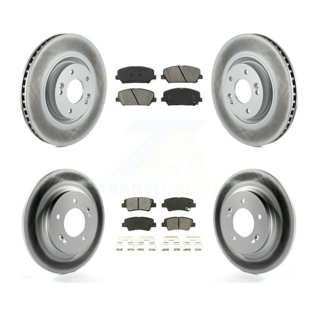 Transit Auto Front Rear Coated Disc Brake Rotors and Semi-Metallic Pads Kit for Car 2013-2015 Kia Optima 2.0L with Electric Parking KGS-101077
