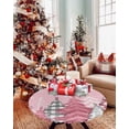 thumbnail image 4 of Round Tablecloth with Elastic Pink Christmas Tree Winter Snowflake Waterproof Stain-proof Table Cover Wipeable Fitted Table Cloths for 55"-60" Round Tables Dining Kitchen Indoor Outdoor Use, 4 of 6