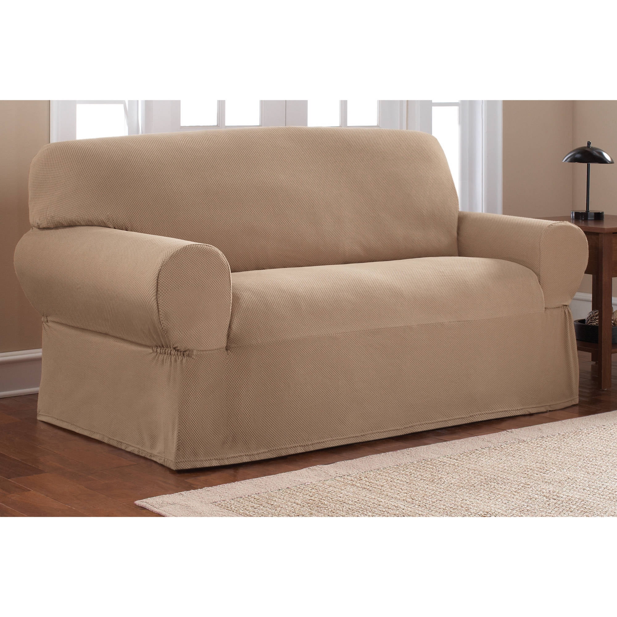 Mainstays 1 Piece Stretch Fabric Loveseat Slipcover Walmartcom