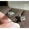 thumbnail image 2 of 7MM Princess Cut Lab Created Diamond Push Back Stud Earrings 14k White Gold Plated, 2 of 2