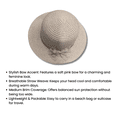 thumbnail image 3 of Women's Beige Straw Sun Hat with Pink Crinkled Bow, 3 of 4