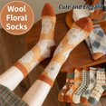 thumbnail image 3 of 5Pairs Wool Socks for Women Thick Knit Vintage Cute Floral Crew Socks, 3 of 8