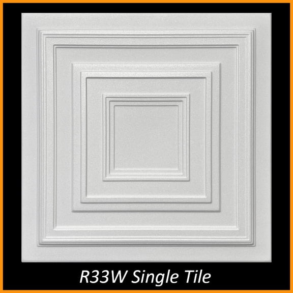 R33 White Decorative Styrofoam Glue Up Ceiling Tiles 20x20 Tin Look Pack of 40