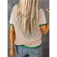 thumbnail image 4 of 2025 summer new women's crew-neck striped short-sleeved casual sweater for women, 4 of 19