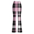 thumbnail image 3 of QATAINLAV Womens Trendy Plaid Print Flared Leggings Casual High Waisted Seamless Bell Bottom Yoga Pants Milk Silk Soft Tummy Control Workout Leggings Pink S Mothers Day Gifts, 3 of 5