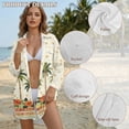 thumbnail image 6 of Xixirimido Palm Trees Hibiscus Flower Print Women's Loose Fit Beach Cover Up Shirt Dress Long Sleeve Button Up Swimsuit Cover Up with Side Slits for Summer, Size M, 6 of 7