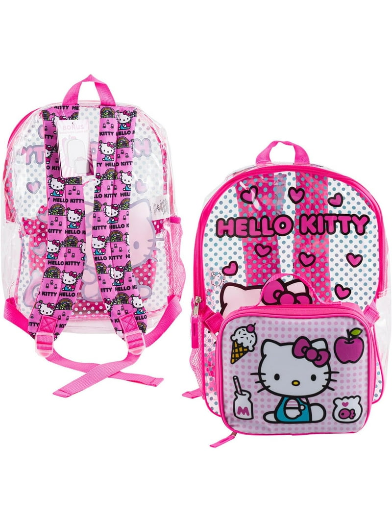 Hello Kitty Clear Backpack with Lunch Box Set, See-Through Book Bag for Girls, School Bag - Walmart.com Hello Kitty Clear Backpack with Lunch Box Set, See-Through Book Bag for Girls, School Bag - Walmart.com