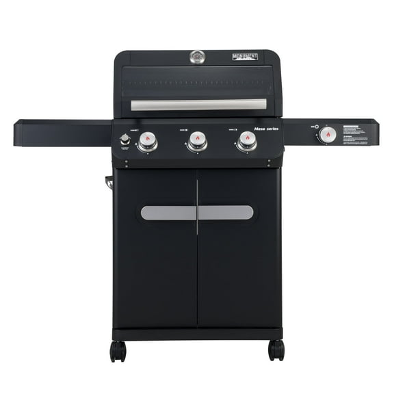 Monument Grills Mesa 3-Burner Black Propane Gas Grill with Clear View Lid and LED Controls