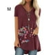 thumbnail image 2 of Camiseta con cuello en V Jumpingount Blusa suelta de Manga corta Mujer Estampado Rojo AP002392-07, 2 of 3