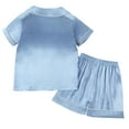 thumbnail image 3 of Jalioing Boys Girls Short Silk Pajama Set 2 Piece Short Sleeve Sleepwear Toddler Kids Satin Button Down Pjs Set, 3 of 9