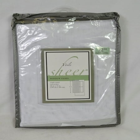 Voile 72 Inch Sheer Rod Pocket Window Curtain Panel In White
