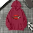 thumbnail image 3 of Zipper Lips Graphic Hoodies for Women Fall Winter Long Sleeve Casual Oversized Hooded Sweatshirt Pullover with Pockets, 3 of 4