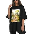 thumbnail image 4 of Plus Size Shirt for Women Black Tops for Women Short Sleeves Shirt for Women Nature Path T Shirt Oversized Shirt for Women S, 4 of 5