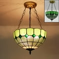 thumbnail image 7 of Kiven 11.8in Flush Mount Ceiling Light Fixture Dimmable, 3-Light Anti Glare Close to Ceiling Light with 15FT Plug-in Cord, Tiffany-Style Glass Chandelier for Bedroom Kitchen Hallway(No.3226-GN), 7 of 7