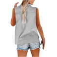 thumbnail image 6 of Cotton Linen Shirts for Women, Sleeveless Collared Tops, Dressy Casual Button up Blouses Work Shirts Casual Summer Tshirt High Neck Tank Tops for Lady 0 Gray XL, 6 of 7