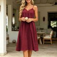 thumbnail image 6 of Tqcoqu Women's Spaghetti Strap V Neck Midi Dress with Side Pockets,2026 Loose Casual Summer Tank Dresses,Wine Women's S-XXL, 6 of 6