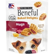 Purina Beneful Dog Treats, Baked Delights Hugs with Real Beef & Cheese Dry Dog Snacks, 19.5 oz Pouch