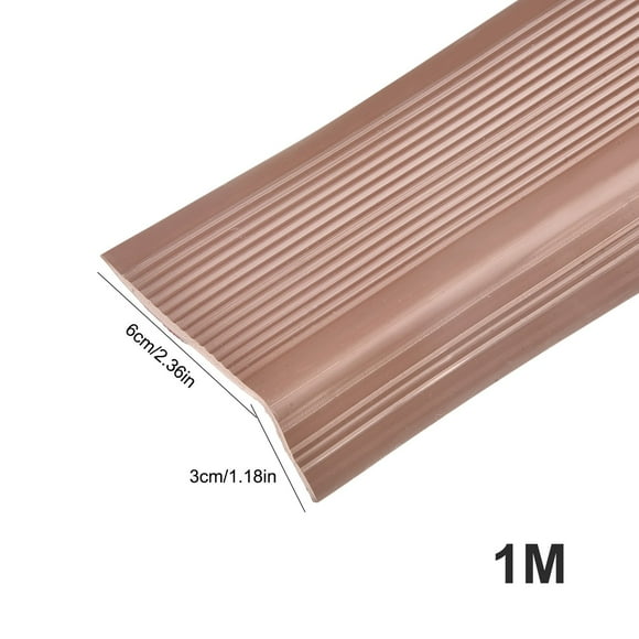 MYG Anti-Slip Stair Edge Protector Trim Waterproof PVC L-Shaped Nosing Strip for Indoor Outdoor Stairs Self-Adhesive Easy Install 6cm x 3cm x 1m Brown