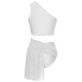 thumbnail image 4 of CHICTRY Women's Lyrical Dance Outfits Two Piece Sparkly Rhinestone Modern Contemporary Dancewear White S, 4 of 7