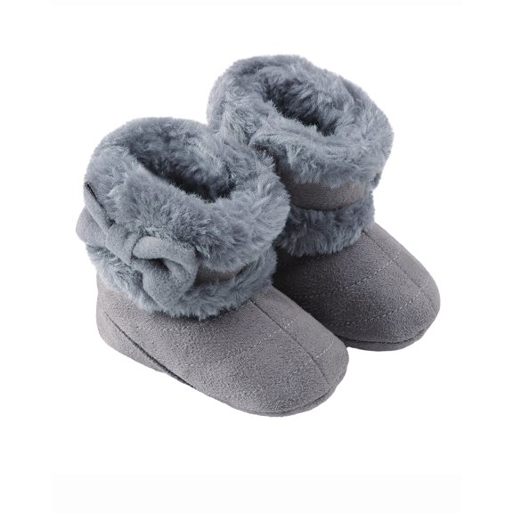 Baby Boots Toddler Girls Winter Boots Cute Bowknot Warm Snow Boots Toddler Shoes Size 3 6 9 12M Gray