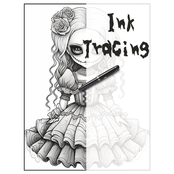 Ink Tracing Coloring Book: Trace the Lines to bring these creepy dolls to life., (Paperback)