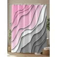 thumbnail image 4 of Pink Grey Ombre Long Shower Curtain Set, Waterproof Shower Curtains for Bathroom, Modern Geometric Abstract Aesthetics Cream Washable Fabric Cloth Bath Curtain for Bathtub with Hooks 72x84 Inches, 4 of 5