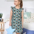 thumbnail image 4 of Balery PUG HEAD And Flower Camisón de princesa para niñas, pijama de algodón con mangas abullonadas, suave y bonito.-Large, 4 of 6