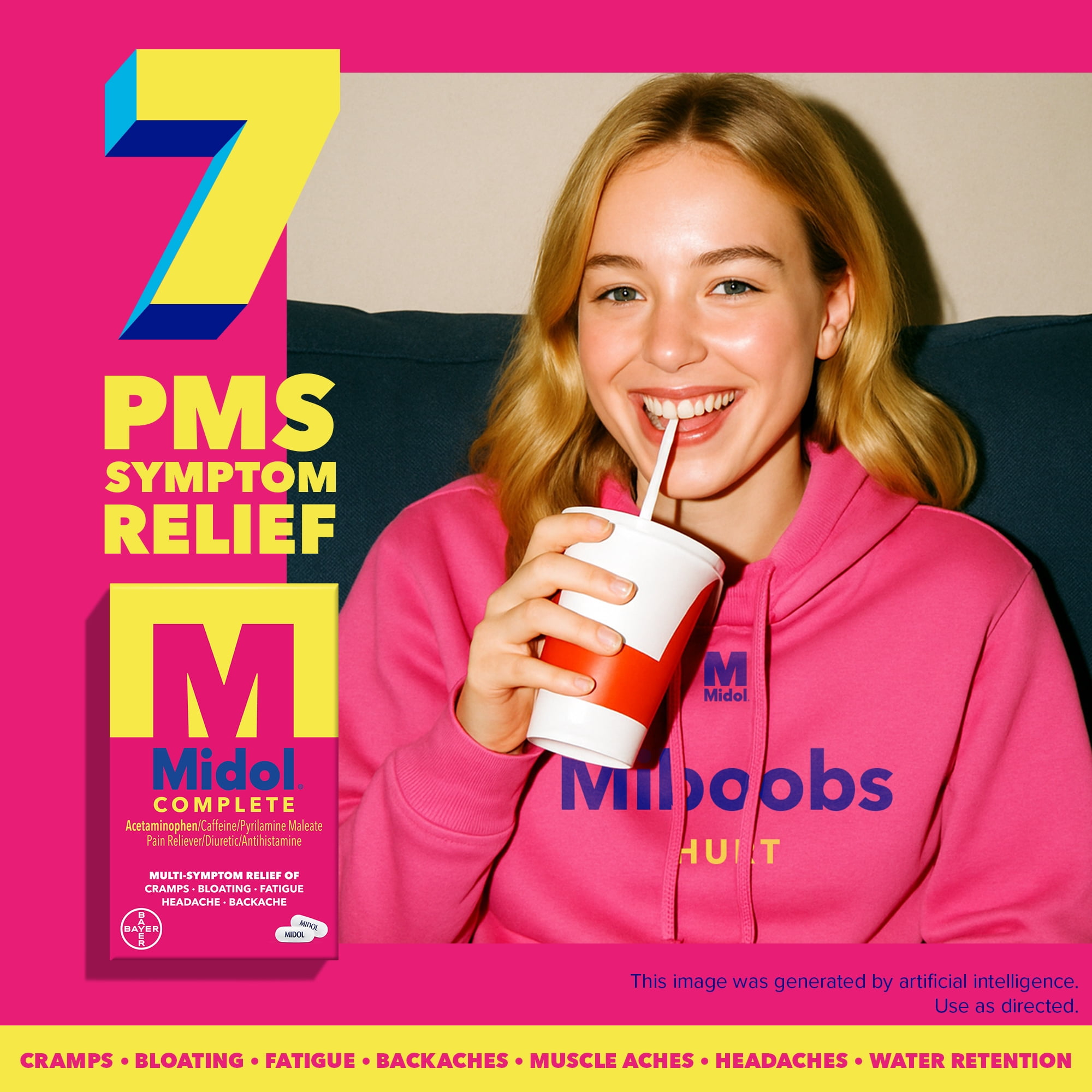 (2 pack) Midol Complete Menstrual Pain Relief Caplets with Acetaminophen, 24 ct