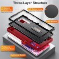 thumbnail image 5 of SaniMore for Samsung Galaxy S22 Ultra 6.8" 2022 Hybird Case, Rugged PC Back Shockproof TPU Shell Metal Hidden Kicksatnd Drop Resistant Anti-slip Heavy Duty Protective Case, Red+Black, 5 of 9