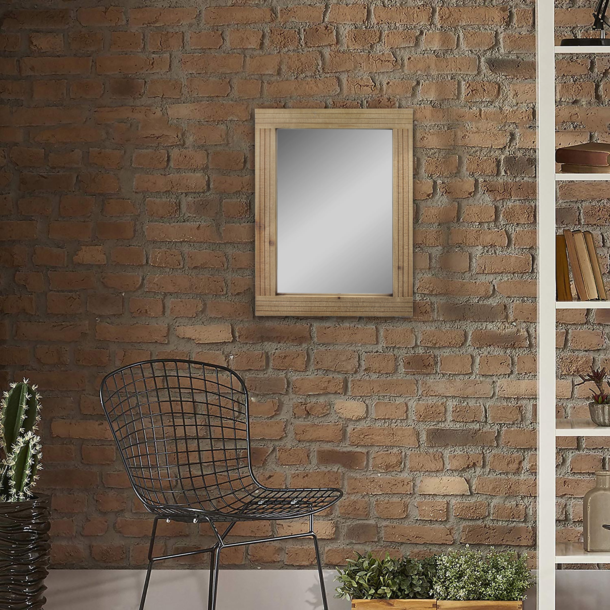 Stonebriar 24" x 18" Brown Country Rustic Rectangle Natural Wood Wall Mirror