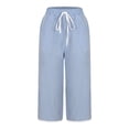 thumbnail image 6 of KyCheLot Women's Casual Capri Pants Elastic Waist Solid Color Drawstring Loose Cropped Pants with Pockets, 6 of 6