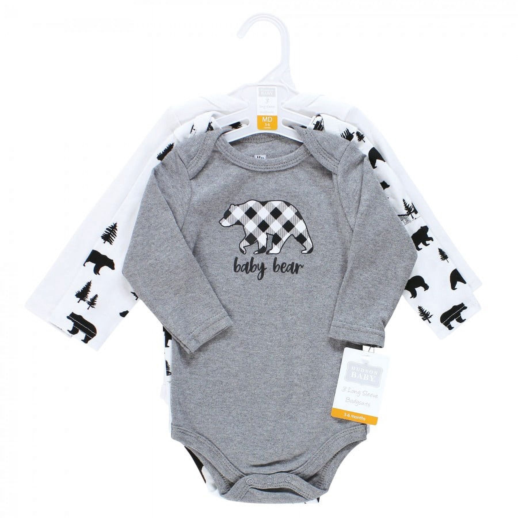 Hudson Baby Cotton Long-Sleeve Bodysuits, 3- Pack, Newborn- 24 Months