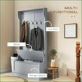 thumbnail image 6 of Hall Tree with Storage Bench, 3-in-1 38'' Entryway Organizer with Coat Hooks & Shoe Storage, Gray | MDF | Coat Racks, 6 of 10